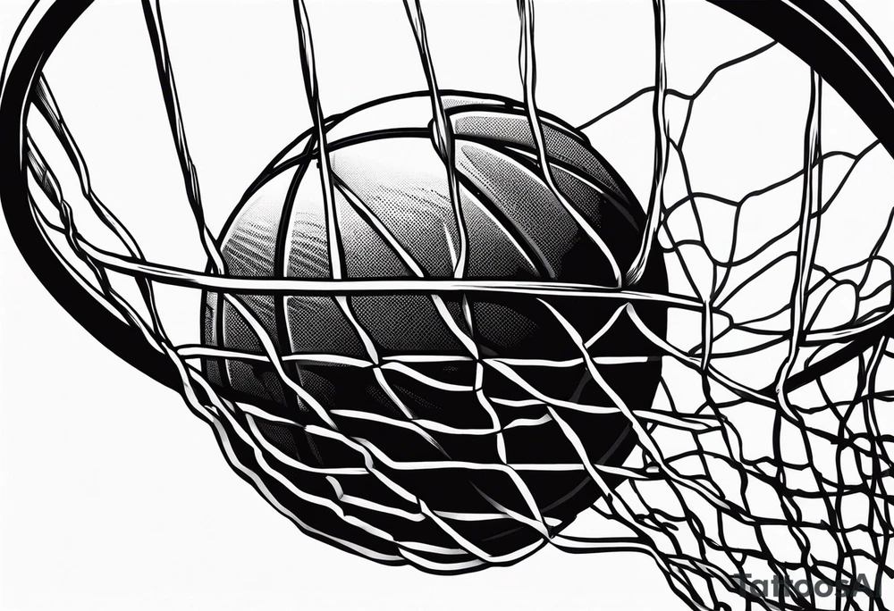 Basketball going through net tattoo idea