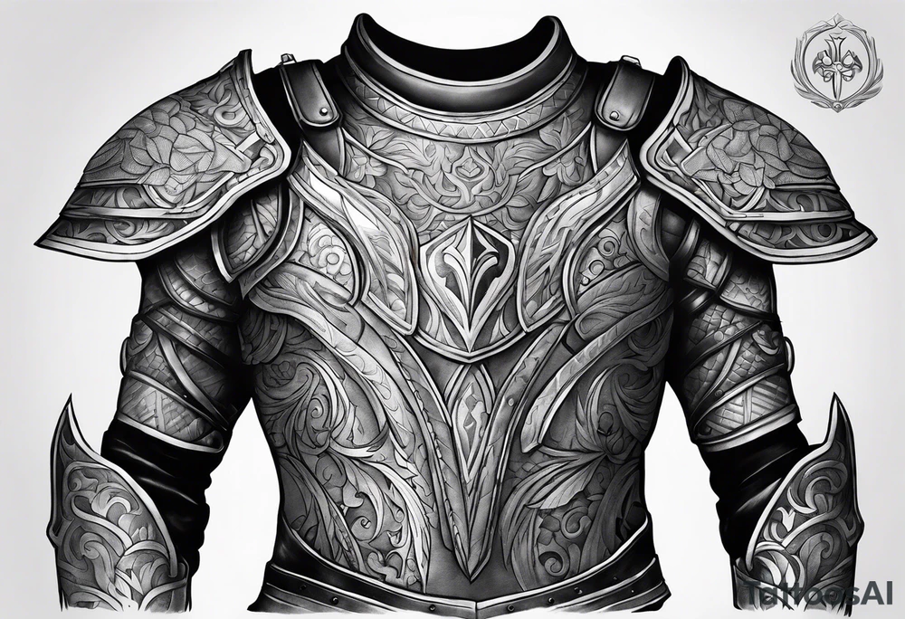 half sleeve, upper right arm and shoulder, leather armor tattoo idea