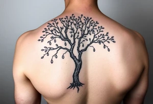 jacaranda tree with long branches  with lace drop embellishment feminine tattoo idea