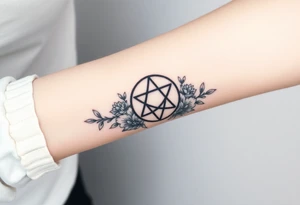 Cover up an enneagram symbol tattoo with florals tattoo idea