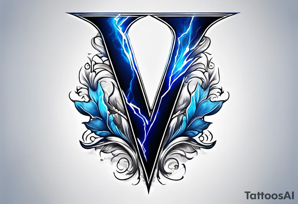 Blue Lightning forming The Letter V tattoo idea
