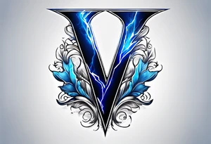 Blue Lightning forming The Letter V tattoo idea