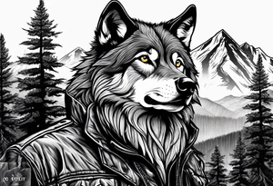 Badass wolf wearing sunglasses
Dark woods
Mountain peaks tattoo idea