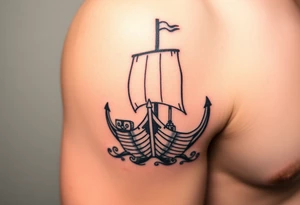 viking ship frontal, sea tattoo idea