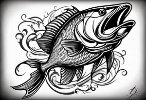 muscular
posideon fighting a sport fish with a trident tattoo idea