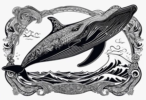 Back Breaching North Pacific humpback whale paisley tattoo idea