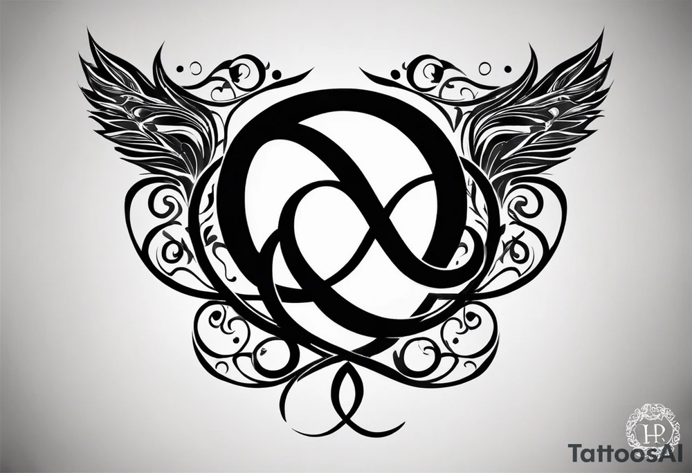 Infinity Symbol with Initials: Incorporate the infinity symbol, with the couple’s initials intertwined within the loop. This design can be exclusively in black or with a touch of red on the initials. tattoo idea