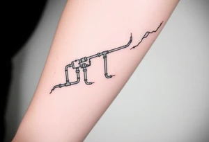 long System of pipes that transitions and transforms into veins of forearm tattoo idea