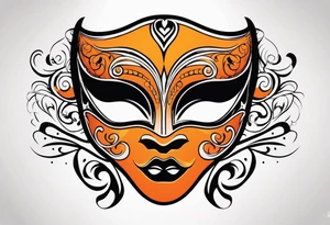 Unhappy Masquerade mask that is orange and black  with smoke tattoo idea