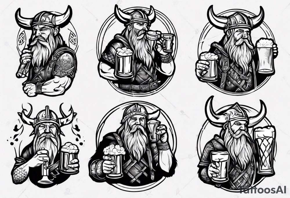 Viking drinking a beer tattoo idea
