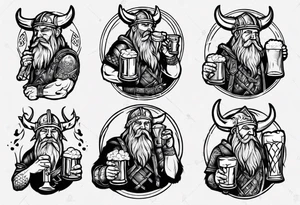 Viking drinking a beer tattoo idea