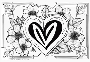 Heart with September birth flowers with the name Cameron and the time 8:34am tattoo idea