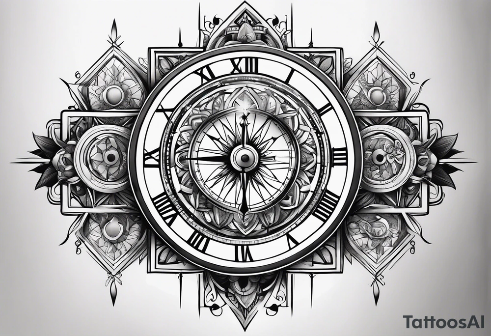 Multiple Children’s name, multiple time piece, date of birth, tattoo design tattoo idea