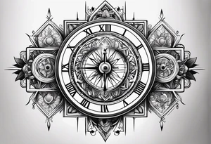 Multiple Children’s name, multiple time piece, date of birth, tattoo design tattoo idea