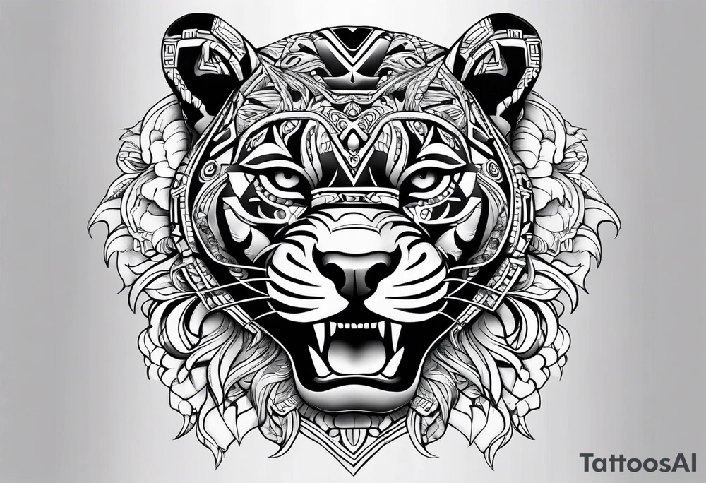 aztec black jaguar sitting tattoo idea