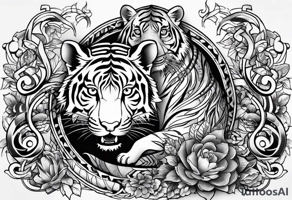 Shoulder tattoo that has a Rat, pig, tiger, dog, snake all together in one tattoo tattoo idea