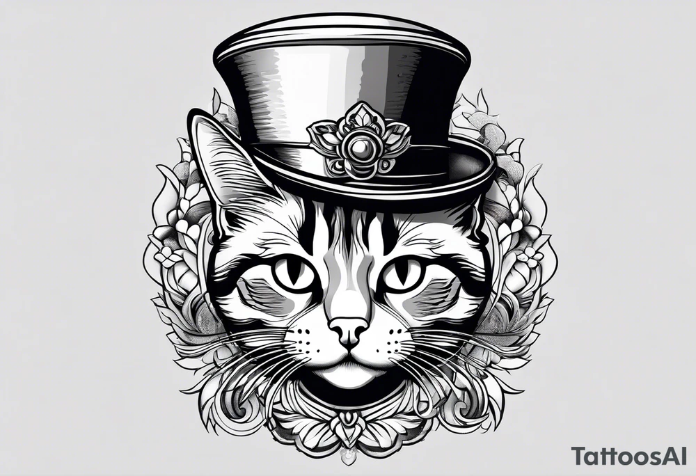 cat with funny hat
make it more simple tattoo idea
