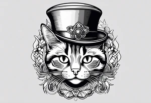 cat with funny hat
make it more simple tattoo idea