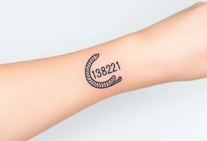 I want a small simple silhouette lines black and white wrist princess like girl snake tattoo that has number 12821 on its body along and also I want it to represent feminine energy crown queen Cycle tattoo idea