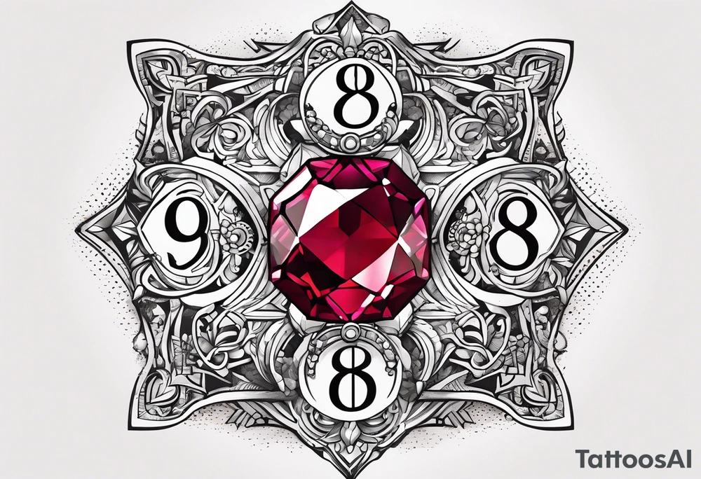 Ruby gem stone with the number 8 incorporated. tattoo idea
