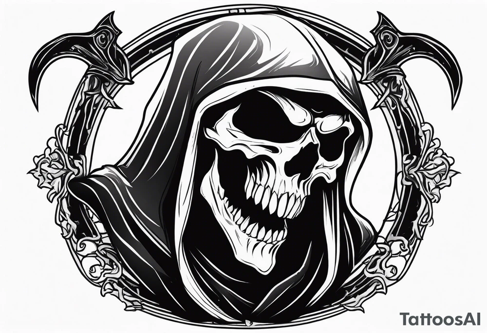 Scary reaper smiling tattoo idea
