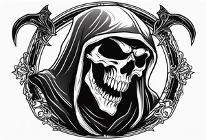Scary reaper smiling tattoo idea