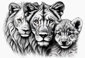 Baby lion and baby wolf tattoo idea