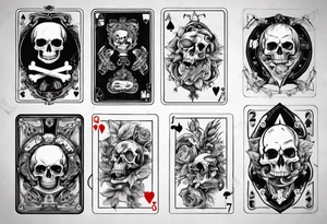 7 and 2 poker card, most outward facing card have a grave in the middle with a skull on it tattoo idea