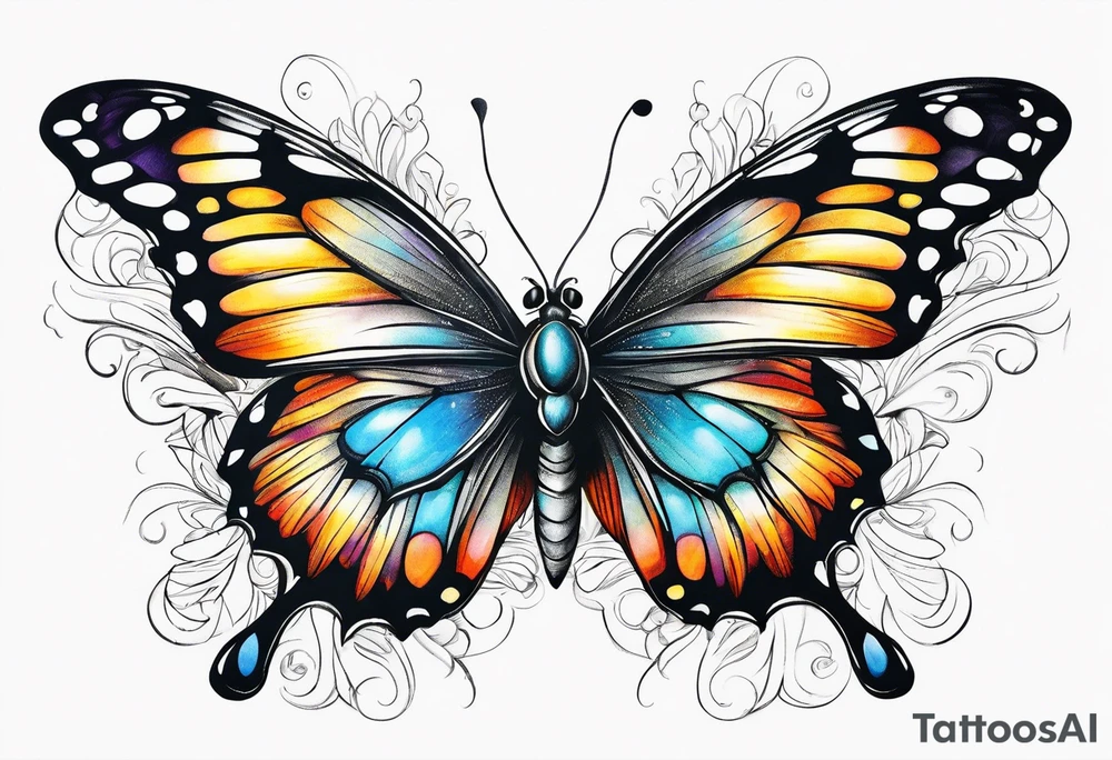 Beautiful butterfly in flight very colorful and delicate tattoo idea