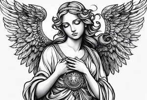 Angel with prayer hands tattoo idea
