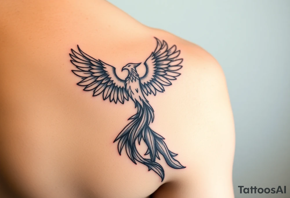 Side arm tattoo with the phoenix rising from the ashes linked with libra sign and based on discipline and the help of God.Geometric and abstract style tattoo idea