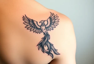 Side arm tattoo with the phoenix rising from the ashes linked with libra sign and based on discipline and the help of God.Geometric and abstract style tattoo idea