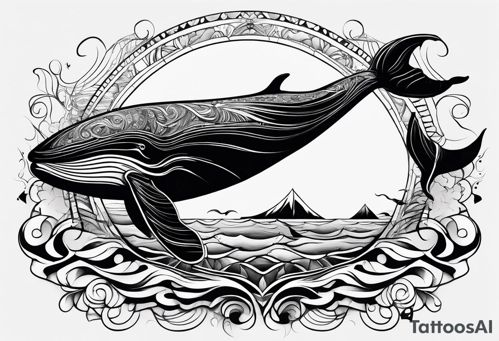 A great whale and the number 8 merged tattoo idea