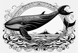 A great whale and the number 8 merged tattoo idea