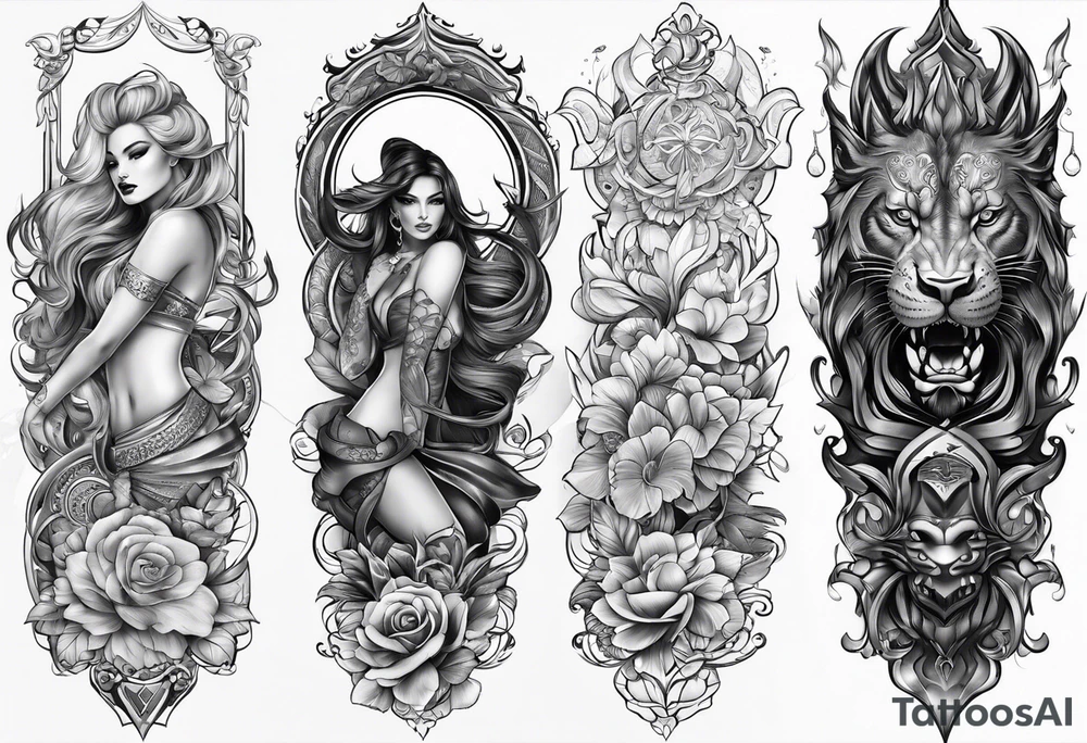 full leg sleeve tattoo idea