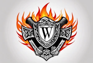 valhalla on fire
sword shield axe tattoo idea