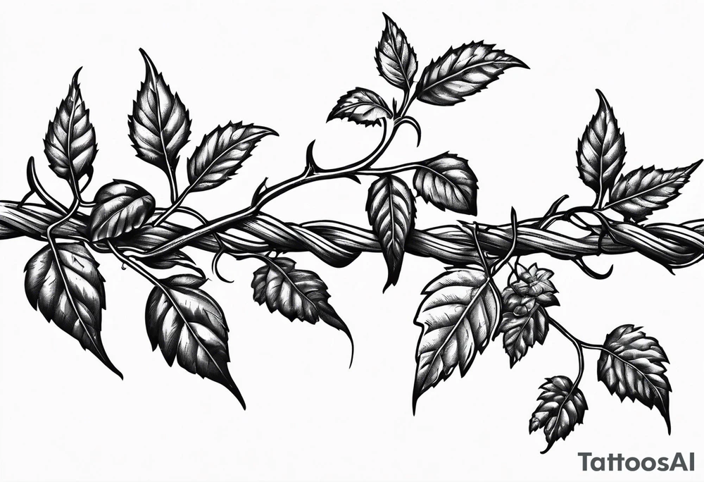 Barbed wire with poison oak vine wrapped around it for a spine tattoo tattoo idea