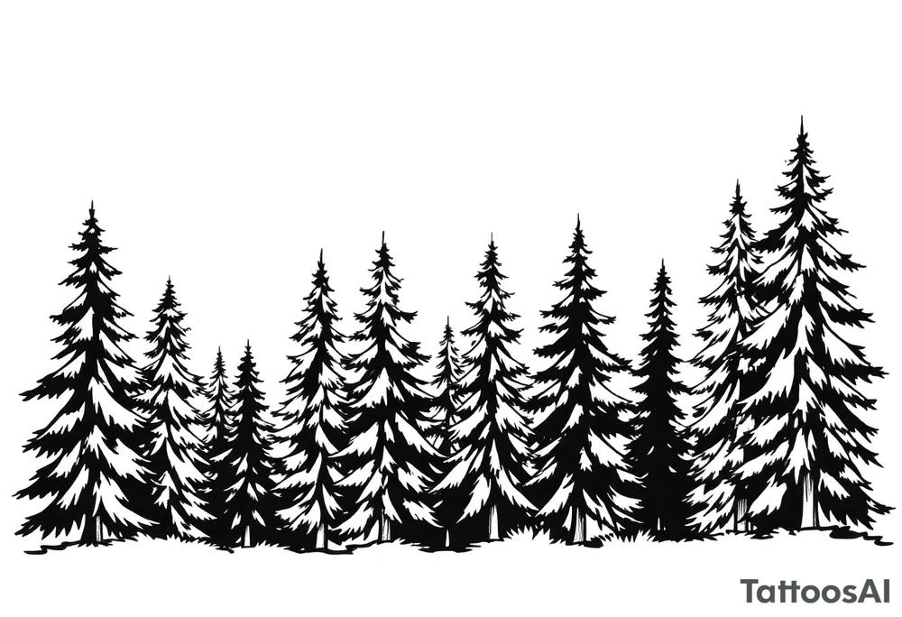 Coniferous forest the trees are black and gray tattoo idea Coniferous forest the trees are black and gray tattoo idea