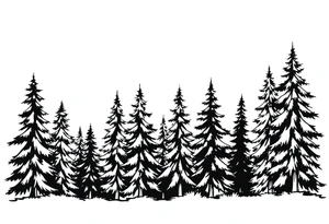 Coniferous forest the trees are black and gray tattoo idea