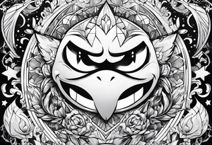 kirby smiling inside a long shinning crystal tattoo idea