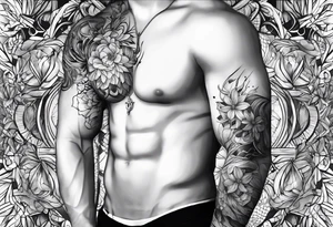 Two separate pieces one for day and one for night placed on each side of the chest on a man tattoo idea