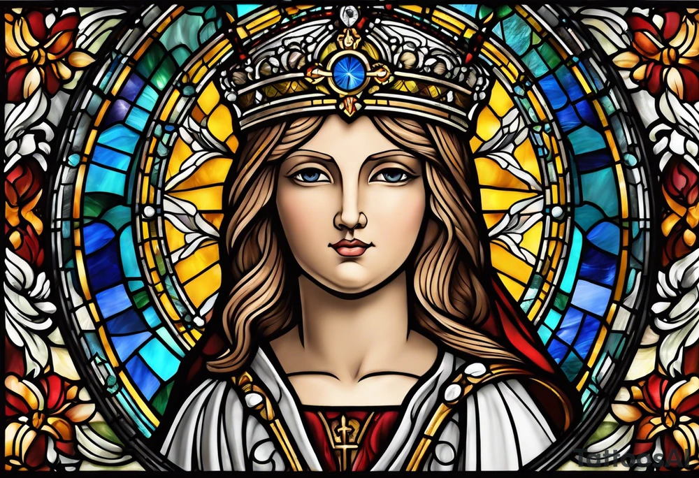 holy saint barbara stained glass holding a chalice tattoo idea