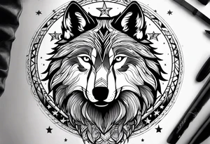 wolf in a moon tattoo idea