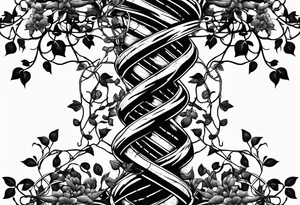 poison oak vines wrapped around barbed wire in a DNA pattern tattoo idea