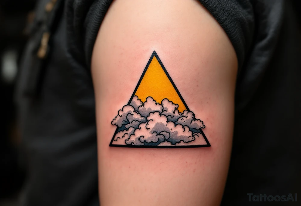 A yellow triangle representing air, drawn with wispy cloud-like textures inside. tattoo idea