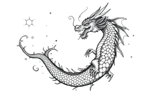 dragon number 8 positive projection, universe, phoenix tattoo idea