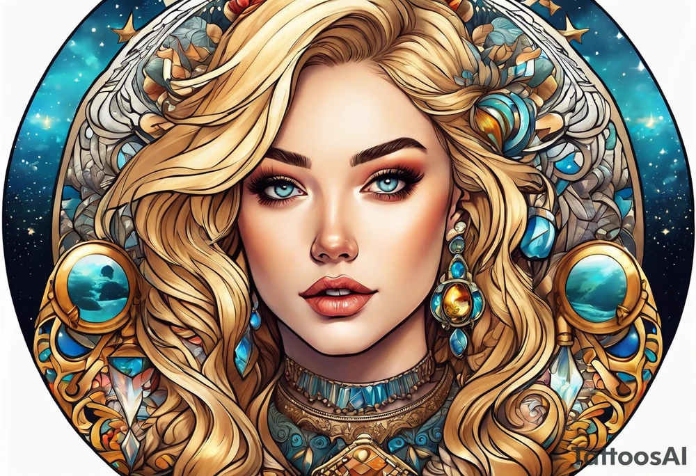 Most beautiful petite golden haired girl getting beamed down to earth from the mother ship tattoo idea
