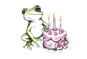 Fun hippie frog and a birthday cake tattoo idea