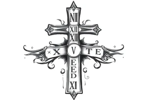 Cross tattoos for arm with Roman numerals for kids birthday tattoo idea