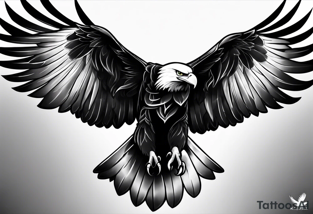 Realistic black and white eagle chest tattoo tattoo idea